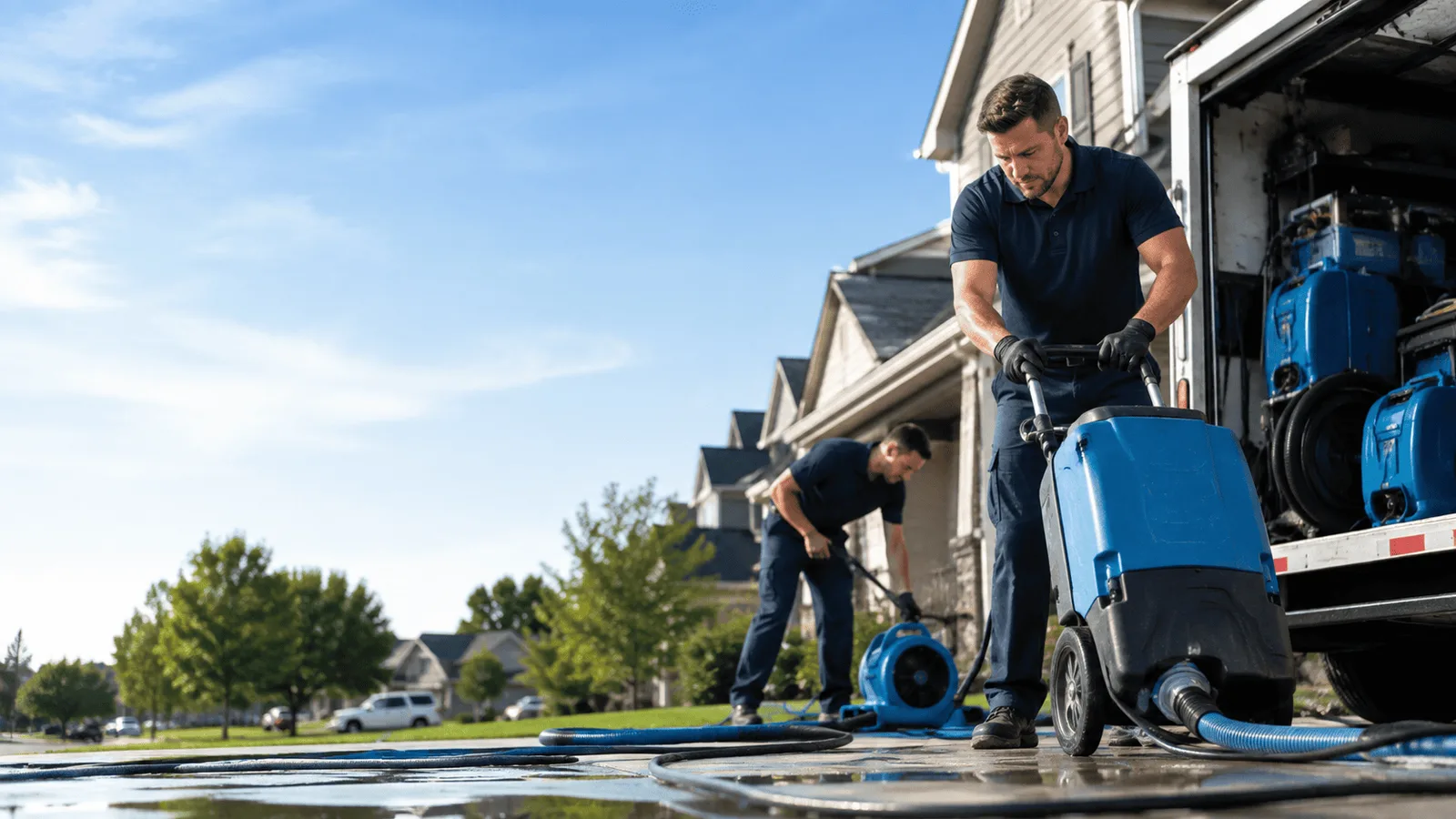 Burst Pipe Damage Cleanup being performed in Long Island City, NY